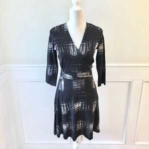 LEOTA Wrap Dress NWOT Black & White Graphic Print